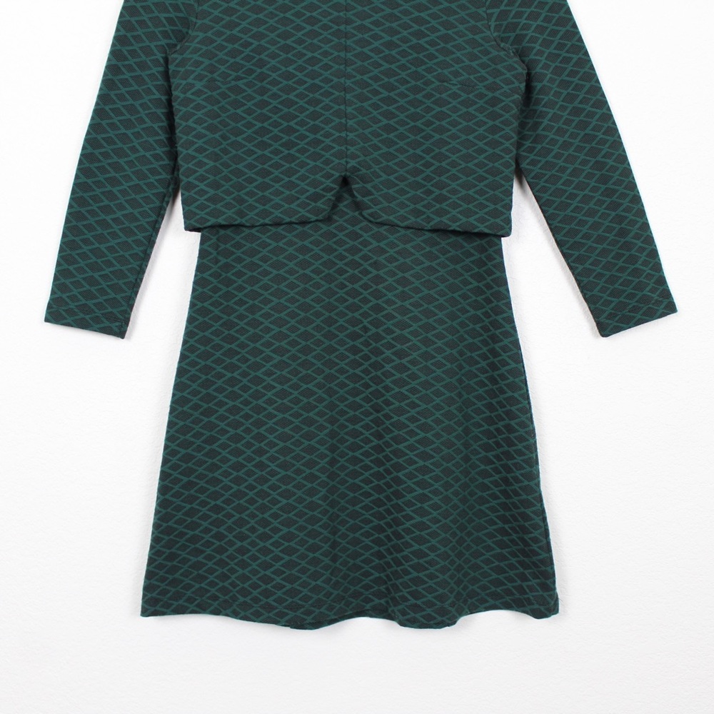 Topshop Geo Print Notch Overlay 3/4 Sleeve Mini Dress - Picture 4 of 14